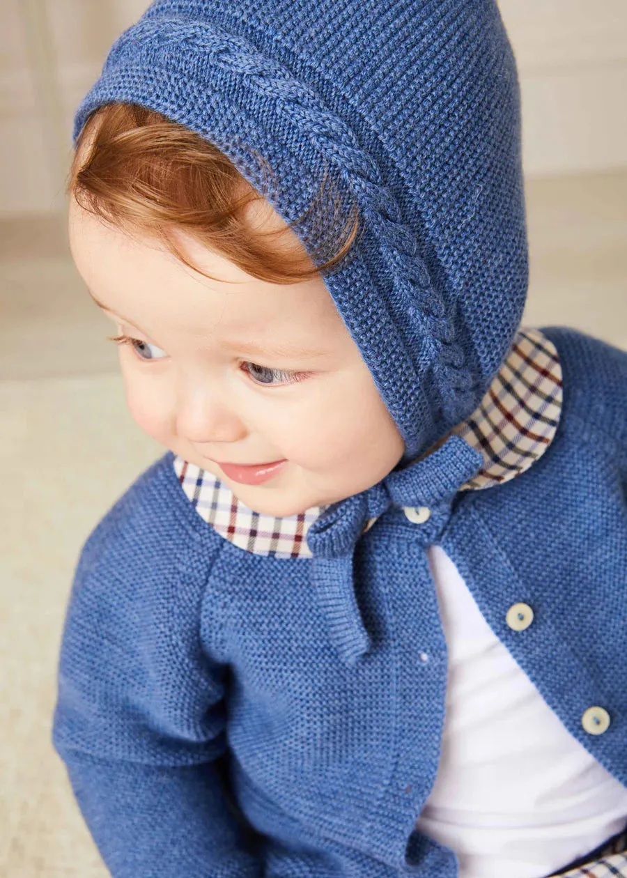 Cable Detail Knitted Bonnet In Blue (S-L)
