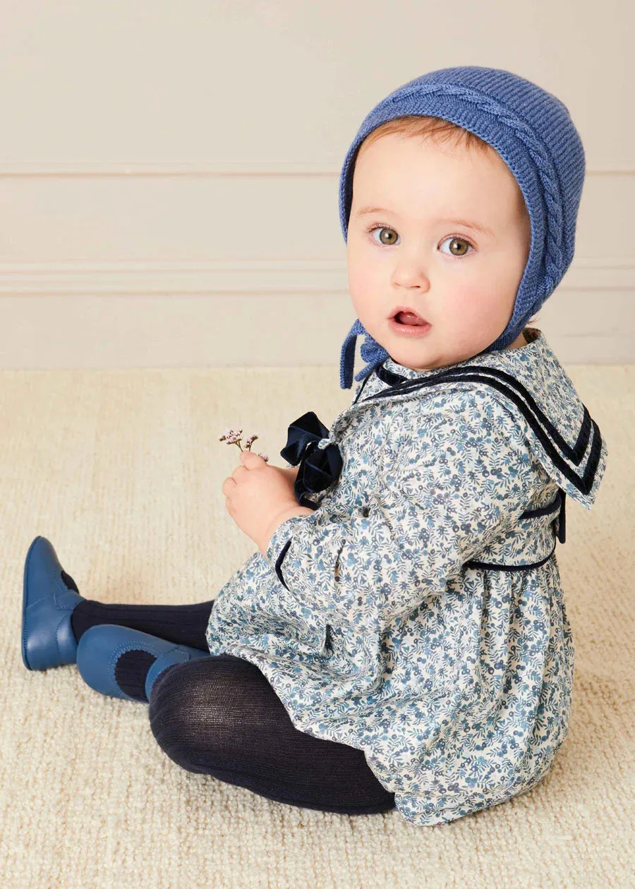 Cable Detail Knitted Bonnet In Blue (S-L)