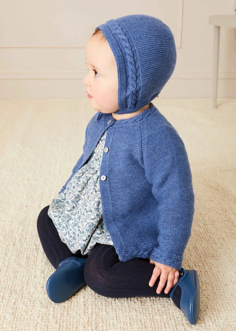 Cable Detail Knitted Bonnet In Blue (S-L)