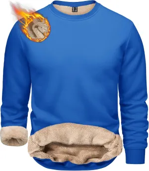 TACVASEN Men's Crewneck Sweatshirt Warm Sherpa Lined Sweatshirts Heavyweight Long Sleeve Underwear Winter Fleece Pullover